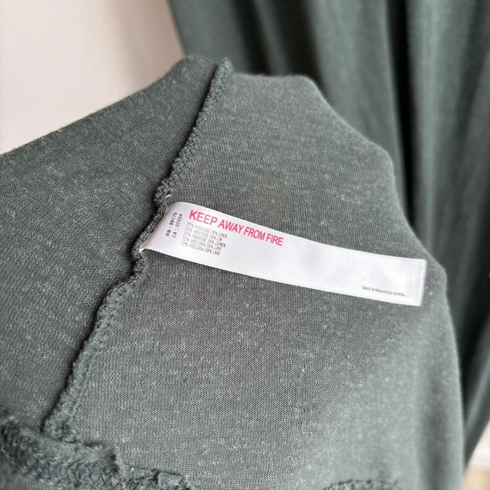 Free People Beach Marina Maxi Dress Size XL Kelp Green Linen Twist Front - Picture 10 of 11